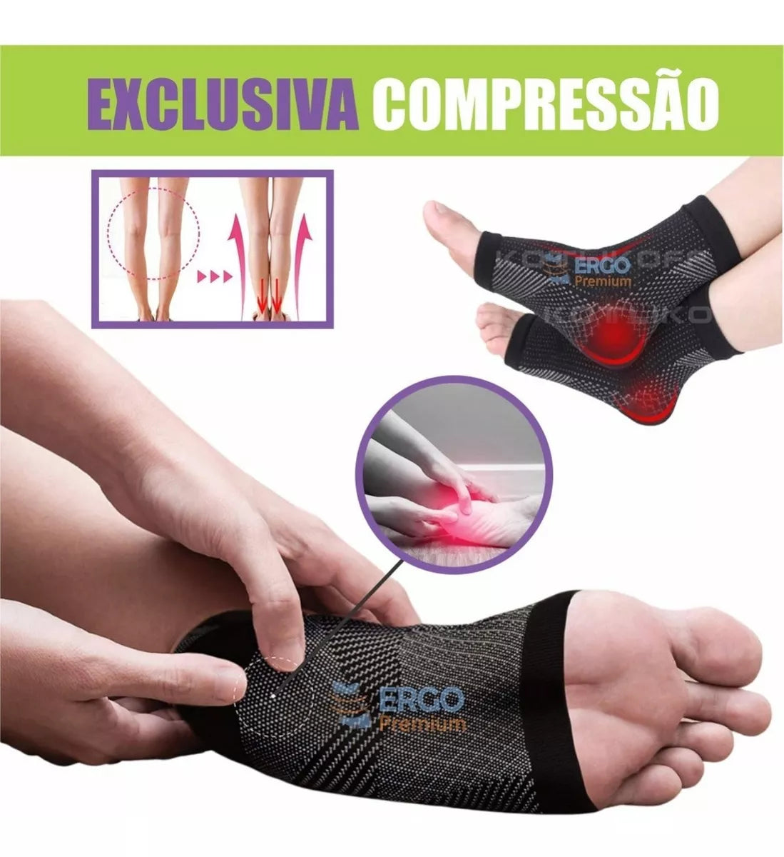 Meia Sem Ponteira De Compressão Para Dores Pés E Tornozelos