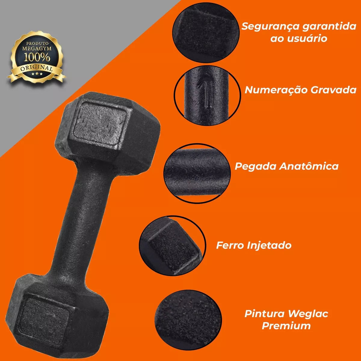 Par De Halteres 03kg Peso Academia Dumbells Sextavado Cor Preto