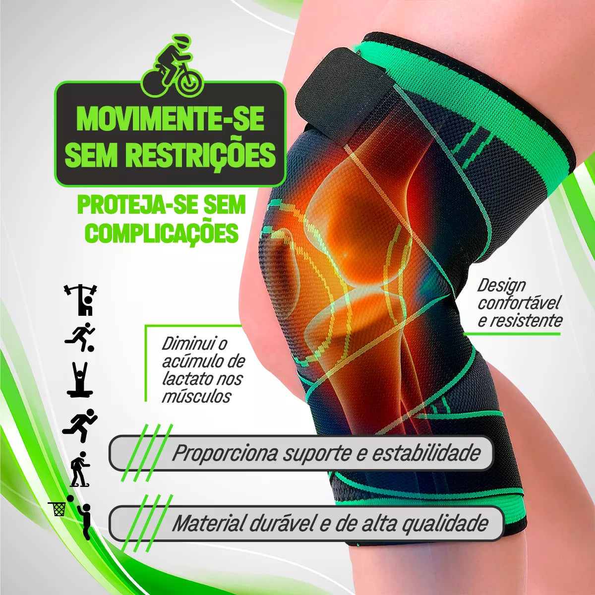 Par De Joelheira Compressão Alivia Dores Crossfit Academia Jpbg