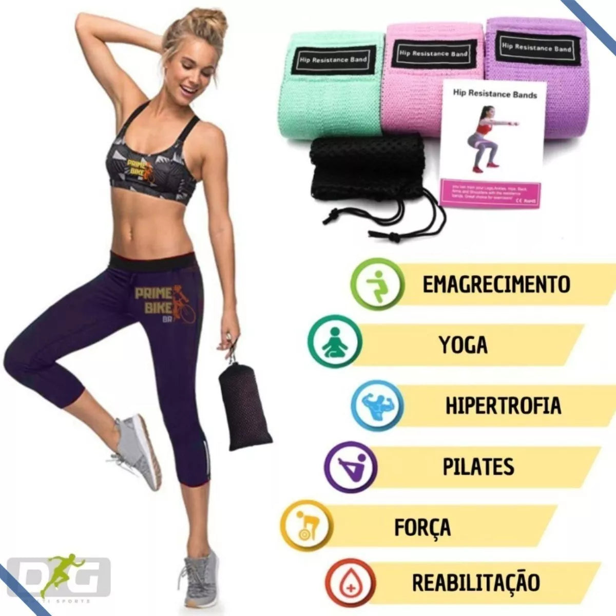 Kit de 3 mini faixas elásticas Kf Sports resistência ao quadril