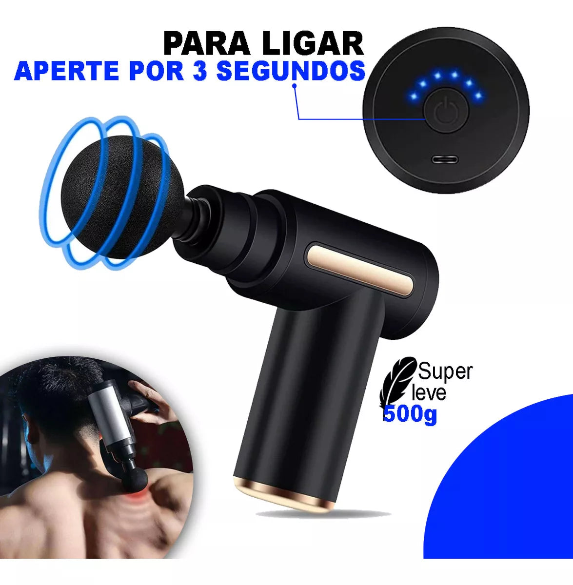Massageador Muscular Pistola Massageadora Miofascial Corporal Fisioterapia Profissional