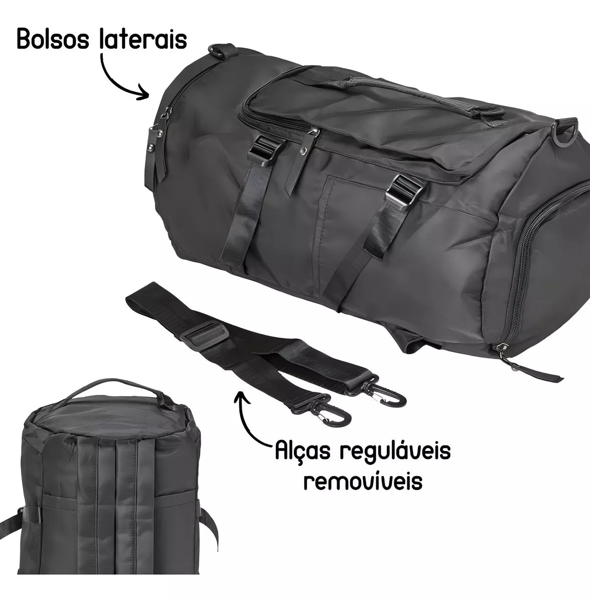 Bolsa Feminina Academia Ginastica Viagem Impermeável Grande Cor Azul Desenho do tecido Liso