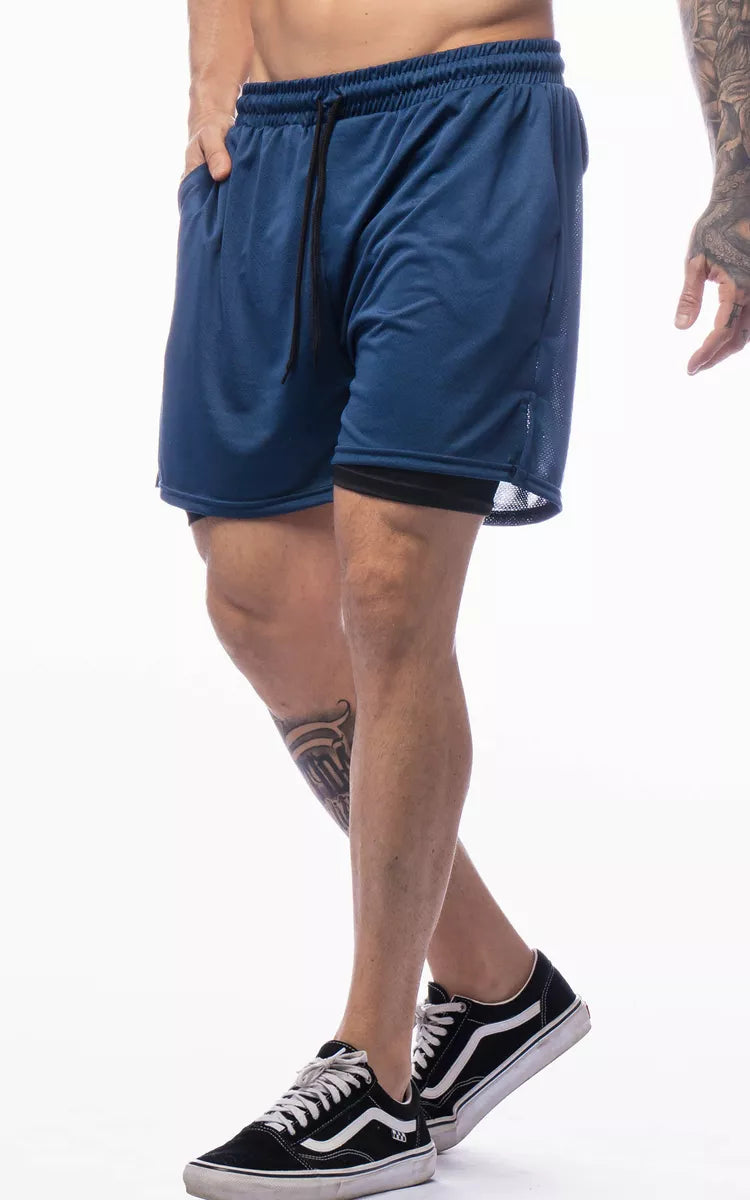 Short Masculino Academia Fitness 2 Em 1 Porta Celular Calção