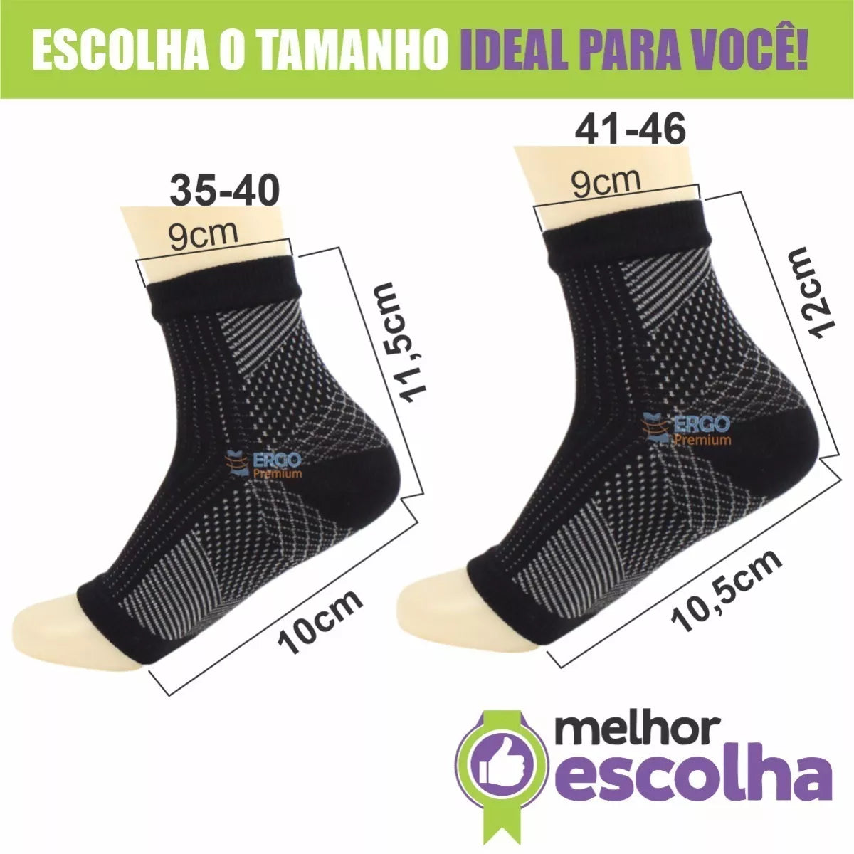 Meia Sem Ponteira De Compressão Para Dores Pés E Tornozelos