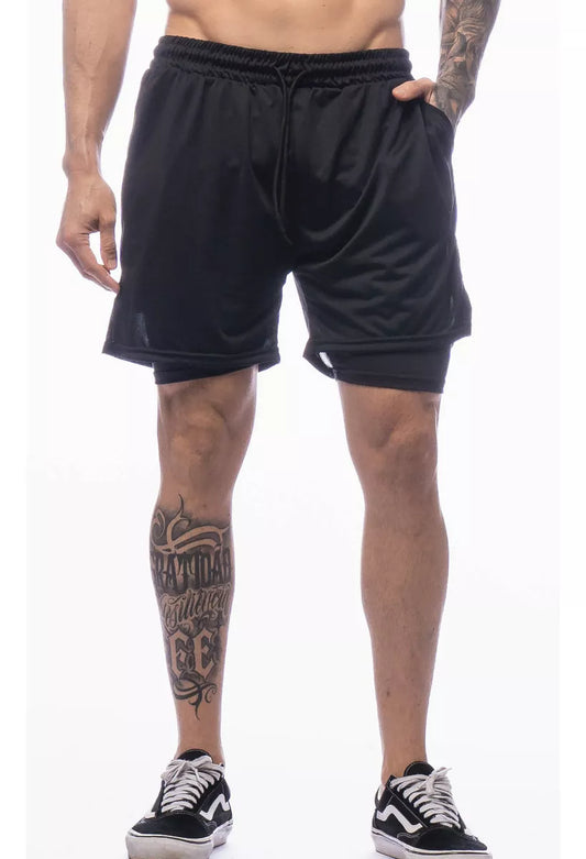 Short Masculino Academia Fitness 2 Em 1 Porta Celular Calção